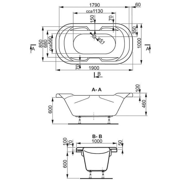 Ванна акриловая VagnerPlast Gaia 190 190х100х46 (VPBA191GAI7X-04) Ванна акриловая VagnerPlast Gaia 190 190х100х46 (VPBA191GAI7X-04)
