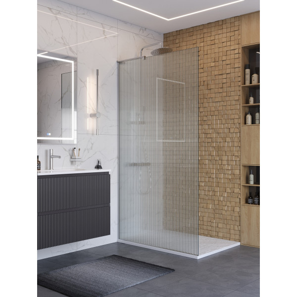 Душевое ограждение BelBagno Uno 100x200 стекло рифленое, профиль хром глянцевый (UNO-L-1-TB-100-FL-Cr)