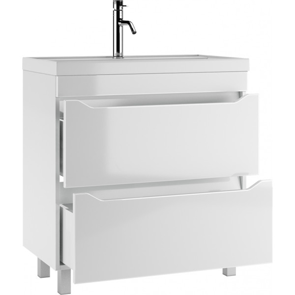 Тумба напольная Bazis 80 Ева с двумя ящиками В2 Айсберг Домино (DA5908T)