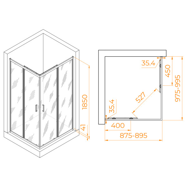 Душевой уголок RGW Passage 90x100 стекло прозрачное, профиль черный (020814690-14)