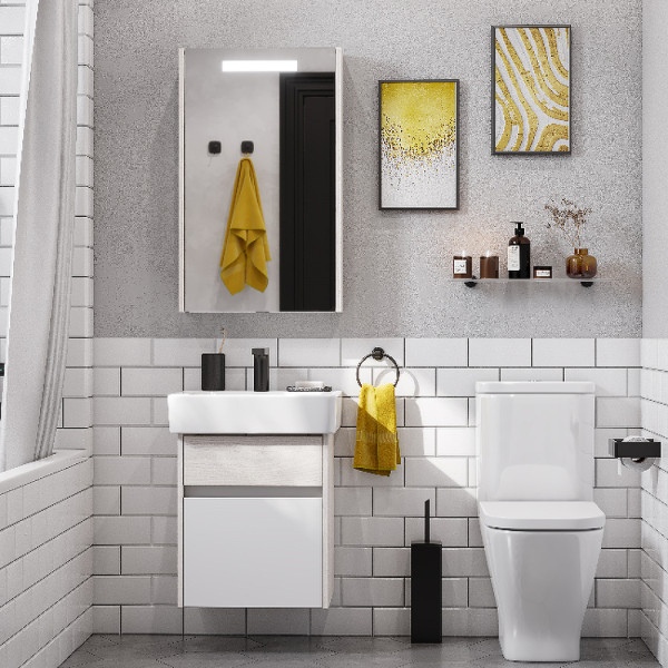 Шкаф зеркальный Aquaton Верди 50 Белый/Ясень фабрик (1A195802VDAV0)