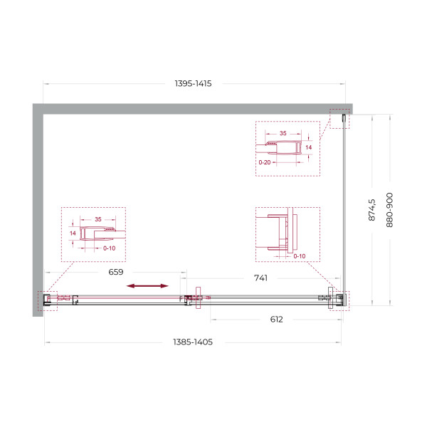 Душевой уголок BelBagno Soft Close-1 140x90x200 стекло прозрачное, профиль оружейная сталь матовая (SOFT_CLOSE-1-AH-1-140/90-C-GM)