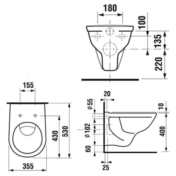 Унитаз подвесной безободковый Jika Dino Rimless 355х530х400 (8.2137.7.000.000.1)