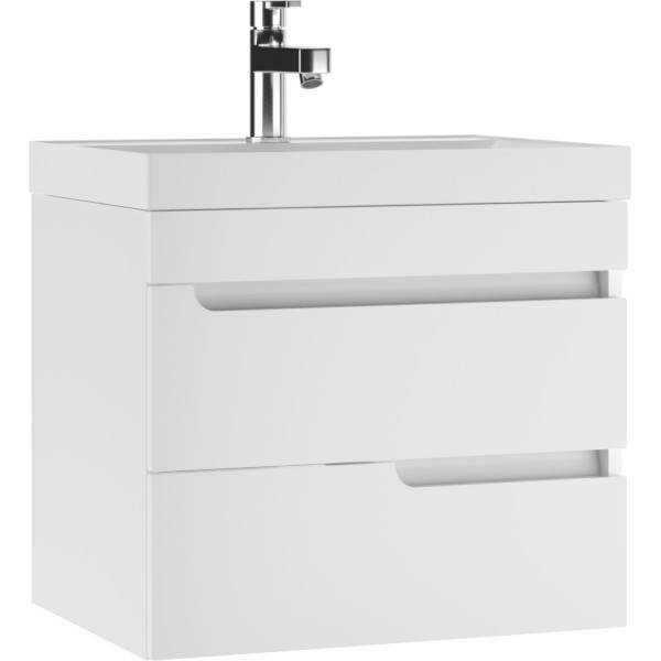 Тумба подвесная под умывальник Bazis 60 Веста с двумя ящиками В2 Айсберг Домино (DV5914T)