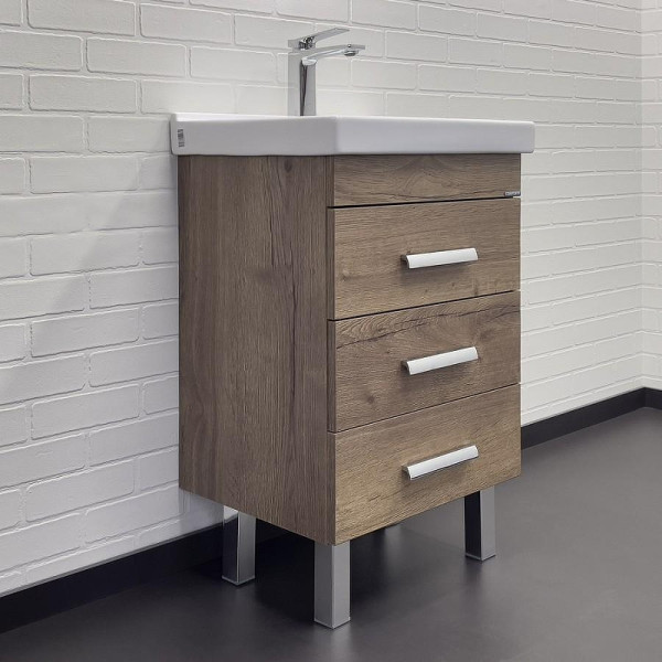 Тумба подвесная с раковиной Comforty Никосия 500x400x850 дуб темный (00-00018024)