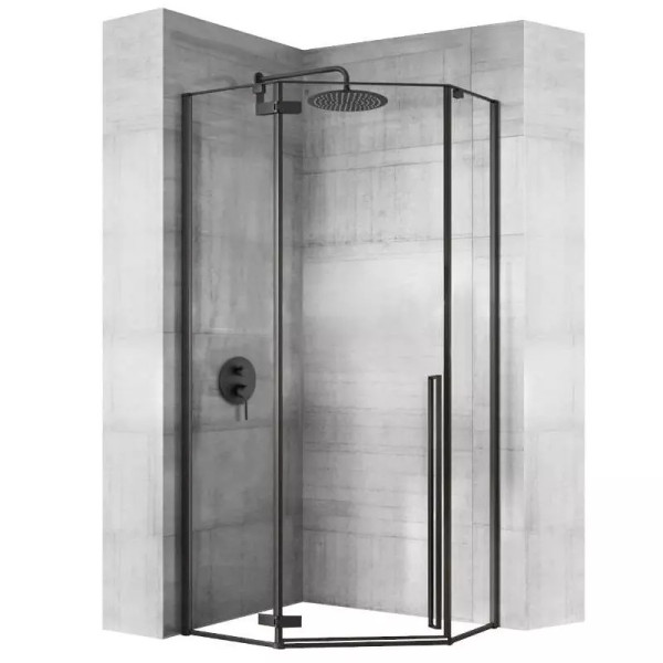 Душевое ограждение Rea Diamond 90x90x195 стекло прозрачное, профиль чёрный матовый (REA-K5622)
