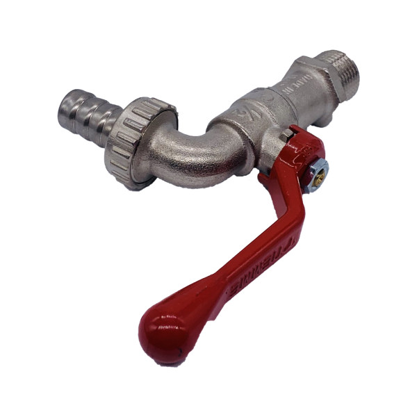 Кран шаровый сливной со штуцером Tiemme Eolo 1/2" (красная алюминиевая ручка) (2500001) Кран шаровый сливной со штуцером Tiemme Eolo 1/2" (красная алюминиевая ручка) (2500001)