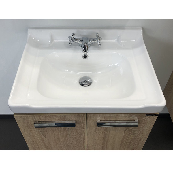 Тумба подвесная Comforty Парма 620x550x470 дуб дымчатый матовый с раковиной (00-00001547)