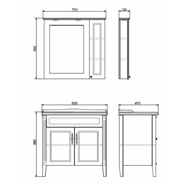 Шкаф зеркальный Comforty Палермо 790x860x150 белый глянцевый (00-00001325) Шкаф зеркальный Comforty Палермо 790x860x150 белый глянцевый (00-00001325)