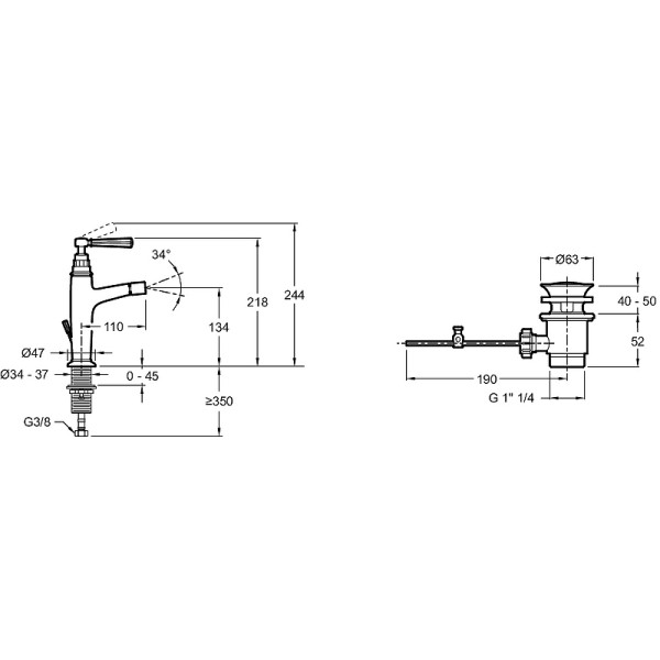 Смеситель для биде Jacob Delafon Cleo хром (E24310-CP) Смеситель для биде Jacob Delafon Cleo хром (E24310-CP)