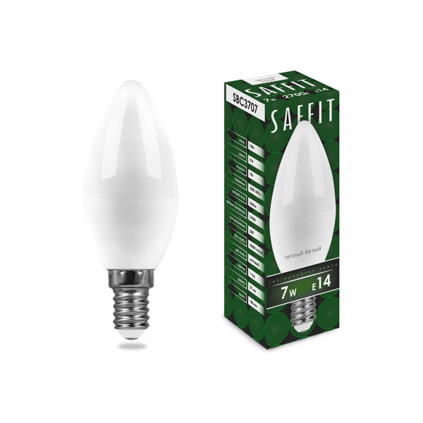 Лампа светодиодная SafFit LED 7вт E14 белый матовая свеча (SBC3707) Лампа светодиодная SafFit LED 7вт E14 белый матовая свеча (SBC3707)