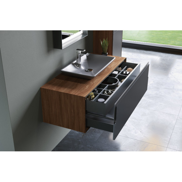 Тумба подвесная Orka Craft 1000x500x400 с раковиной орех/антрацит (5001125)