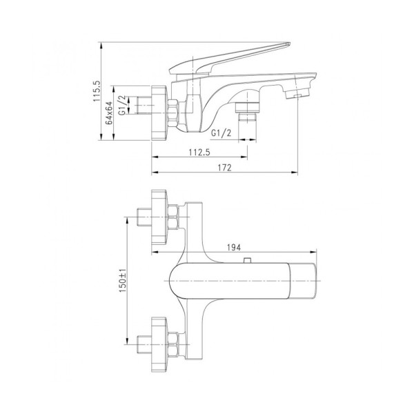 Смеситель для ванны и душа Lemark Allegro (LM5914CW)
