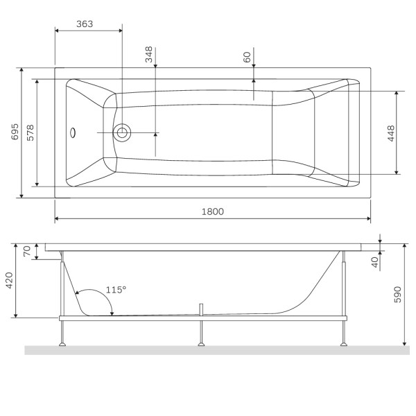 Ванна акриловая AM.PM Gem 180x70 (W93A-180-070W-A)