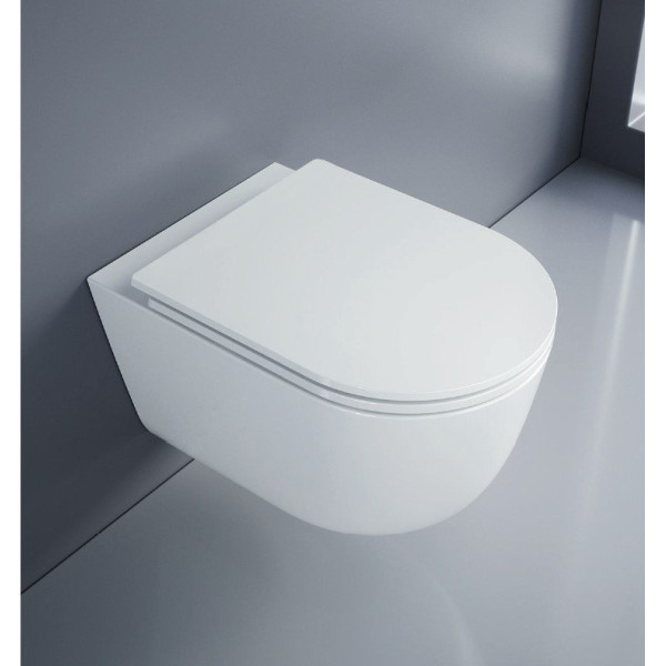 Унитаз подвесной Cezares Relax безободковый с системой смыва "Торнадо", с сиденьем soft close, 53 см (CZR-3806-53-TH-TOR/SC)