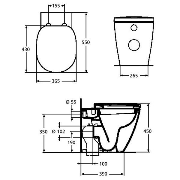 Унитаз-соло Ideal Standard Connect 450x550x365 (E803401)