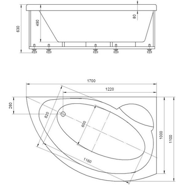 Ванна гидромассажная Акватек Aякс-2 170х110 R НМ (пневматика) Ванна гидромассажная Акватек Aякс-2 170х110 R НМ (пневматика)