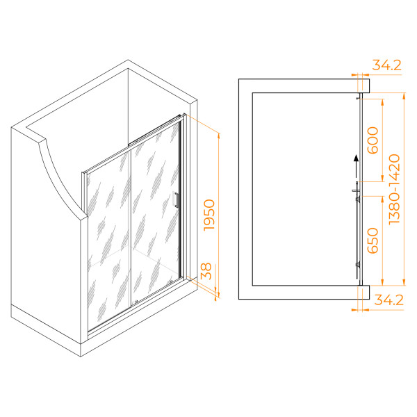 Душевая дверь RGW PA-14 Gr 79x195 стекло прозрачное, профиль серый (41081414-110)