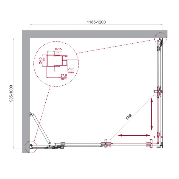Душевой уголок BelBagno Luce 120x100x195 стекло прозрачное, профиль хром (LUCE-AH-21-120/100-C-Cr)