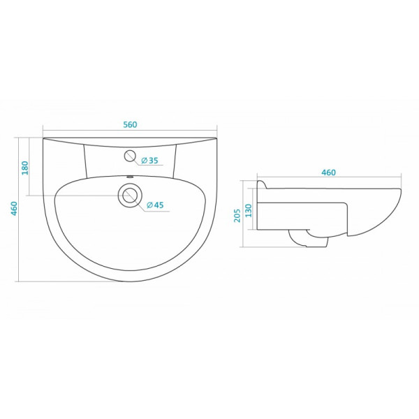 Раковина подвесная Santek Антик-55 460х560х205 (1WH110186)