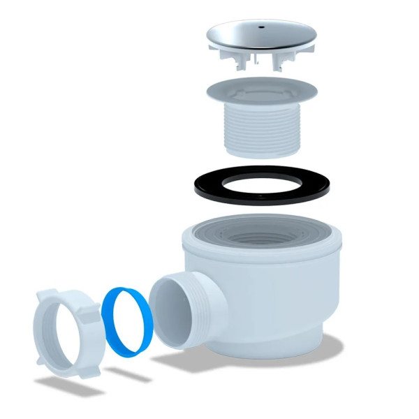 Сифон для душевого поддона АНИ 1 1/2"*50 (h=77 мм.) хром АНИ пласт (E410C)