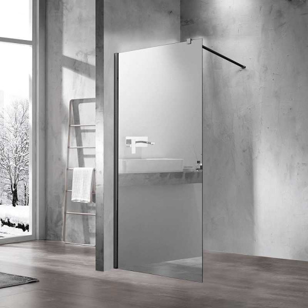 Душевая перегородка Vincea Walk-In 900х2000 стекло зеркальное, профиль черный (VSW-1H900MRB)