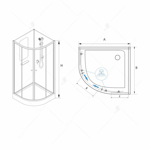 Душевая кабина RGW AN-208 900*900 стекло прозрачное, профиль хром матовый (381320899-12)