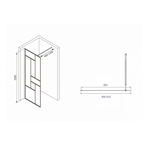 Душевая стенка Abber Immer Offen 90x200 стекло прозрачное, профиль черный (AG63090B) Душевая стенка Abber Immer Offen 90x200 стекло прозрачное, профиль черный (AG63090B)