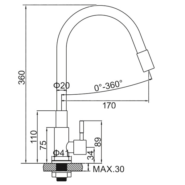 Смеситель моно Ledeme с гибким изливом хром (L74195-2)