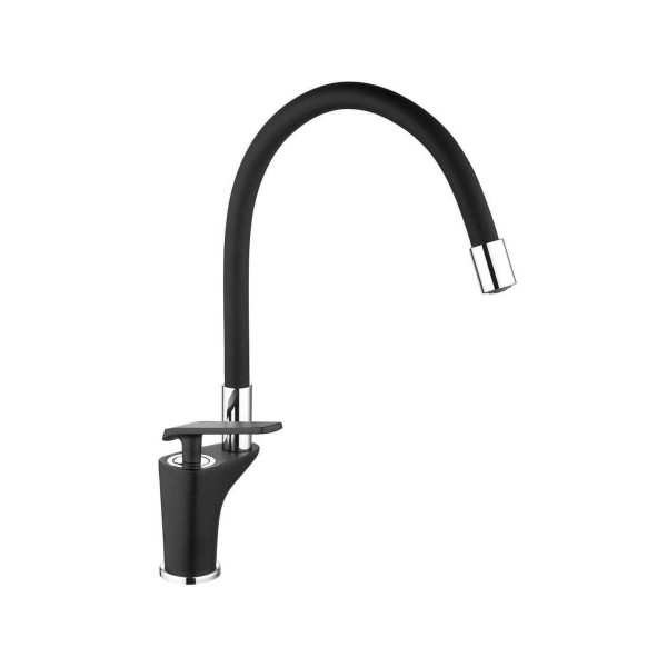 Смеситель для кухни Fashun с гибким изливом хром/чёрный (A4081-7)