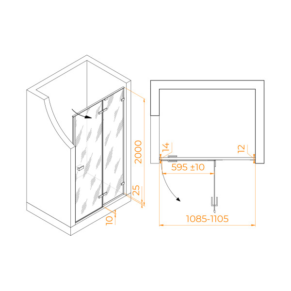 Душевая дверь RGW Stilvoll 110x200 стекло прозрачное, профиль серый (353200411-110)