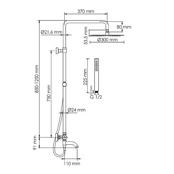 Душевая система WasserKRAFT черная (A288.160.217.BM Thermo)