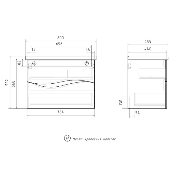 Тумба подвесная Volna Volna 764x540 белая (tpVLN.G80.2Y-01) Тумба подвесная Volna Volna 764x540 белая (tpVLN.G80.2Y-01)