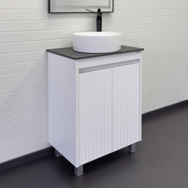 Тумба напольная Comforty Лея 600x950x400 черный глянцевый с раковиной (00-00019598)