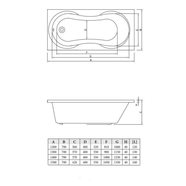 Ванна акриловая C-Bath Salus 140x70 белая (CBQ006003)