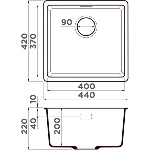 Мойки врезные Omoikiri Kata 44-U-ES 44x42 artgranit/черный (4997502)