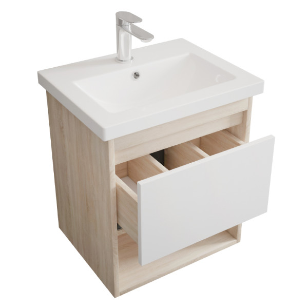 Тумба подвесная Melodia Этюд 50 (Como 50) 1 ящик белая/сонома (MFR80036SW)