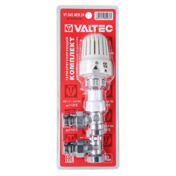 Комплект термостатический угловой 1/2"*3/4"(18) евроконус Valtec VT.045.NER (3 в 1) (VT.045.NER.04)