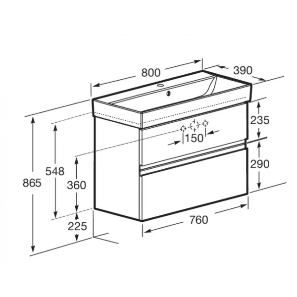 Тумба подвесная Roca Oleta 760x374x548 коричнево-бежевый (A857640515) Тумба подвесная Roca Oleta 760x374x548 коричнево-бежевый (A857640515)