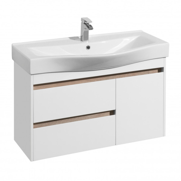 Тумба подвесная Aquaton Нортон 966x357x554 белый, дуб эндгрейн (1.A249.0.01N.T01.0)