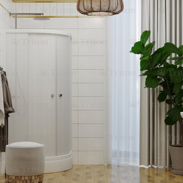 Душевой уголок Triton 90*90 А стекло лён, профиль белый (DK229_1) Душевой уголок Triton 90*90 А стекло лён, профиль белый (DK229_1)