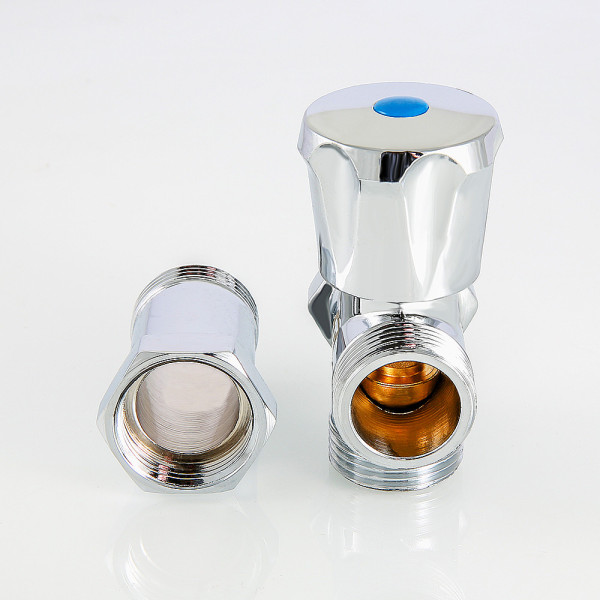 Кран вентильный 3/4"х3/4"х3/4" ВН проходной с удлинителем Valtec (хром) VT.230.N.05