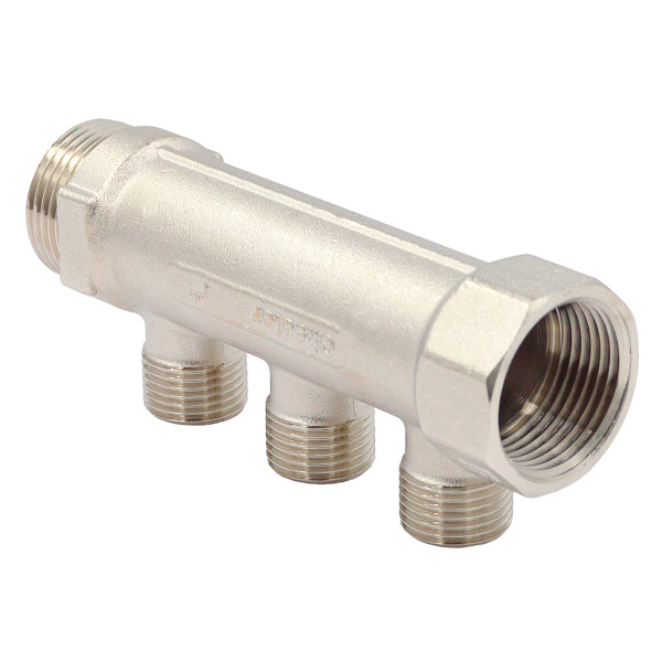 Коллектор 3 отвода 1"х1/2"Н Okseler (никель) (oks00373)