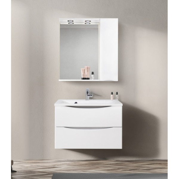 Зеркало с подсветкой BelBagno Marino R 80x750 с полкой, c ящиком (MARINO-SPC-800/750-1A-BL-P-R)