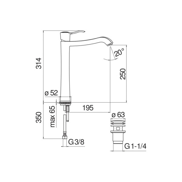 Смеситель для раковины Nobili Sofi (SI98128/2GDP)