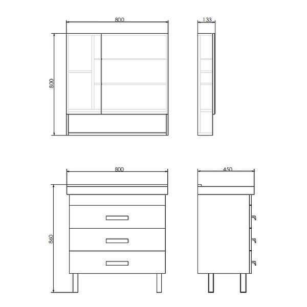 Тумба подвесная с раковиной Comforty Никосия 800x455x860 дуб темный (00-00007621)