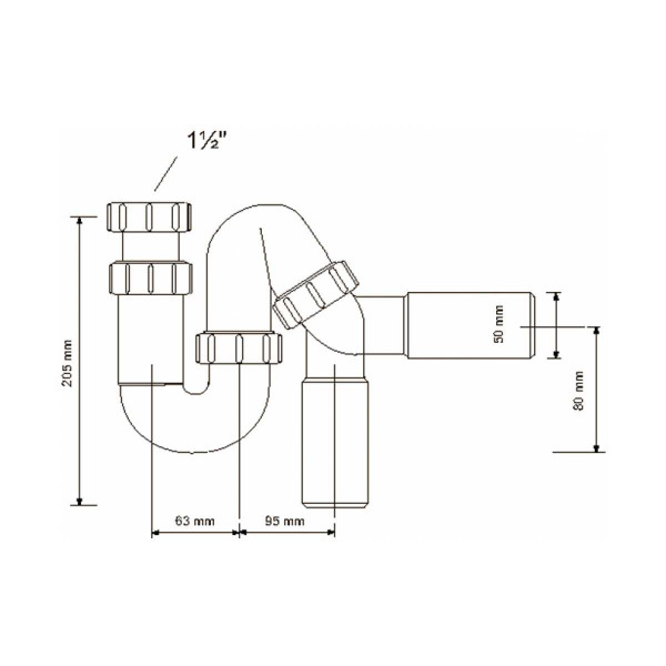 Сифон для мойки McAlpine 40 мм. с отводной трубой (MRSK12-50)