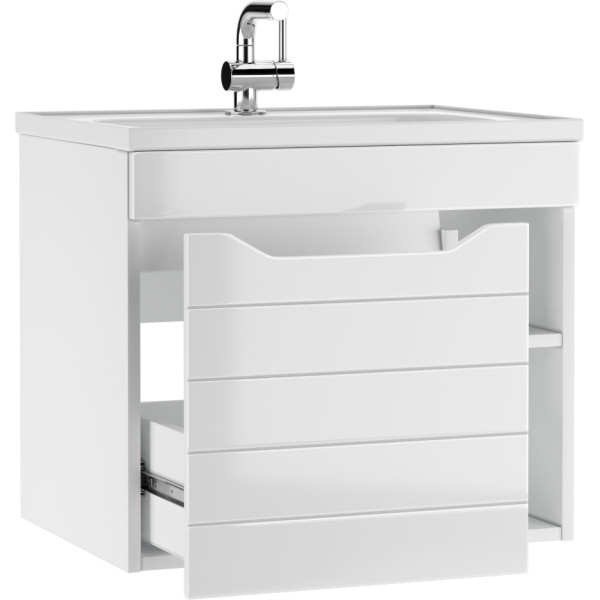 Тумба подвесная под умывальник Absolute 60 Агата c 1 ящиком B1 Айсберг Домино (DA6701T)