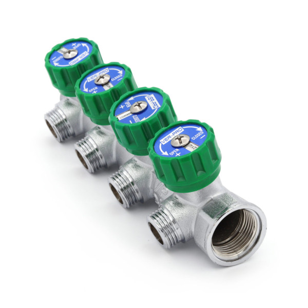 Коллектор 2 отв. регулируемый 3/4"*1/2(16) с адаптерами Vieir (никель) (VER402) Коллектор 2 отв. регулируемый 3/4"*1/2(16) с адаптерами Vieir (никель) (VER402)