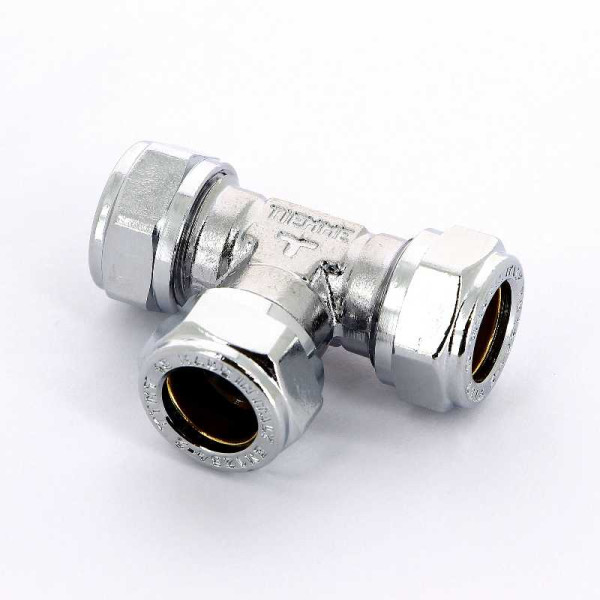 Тройник 12*12*12 (обжим) (хром) Tiemme (1130008)